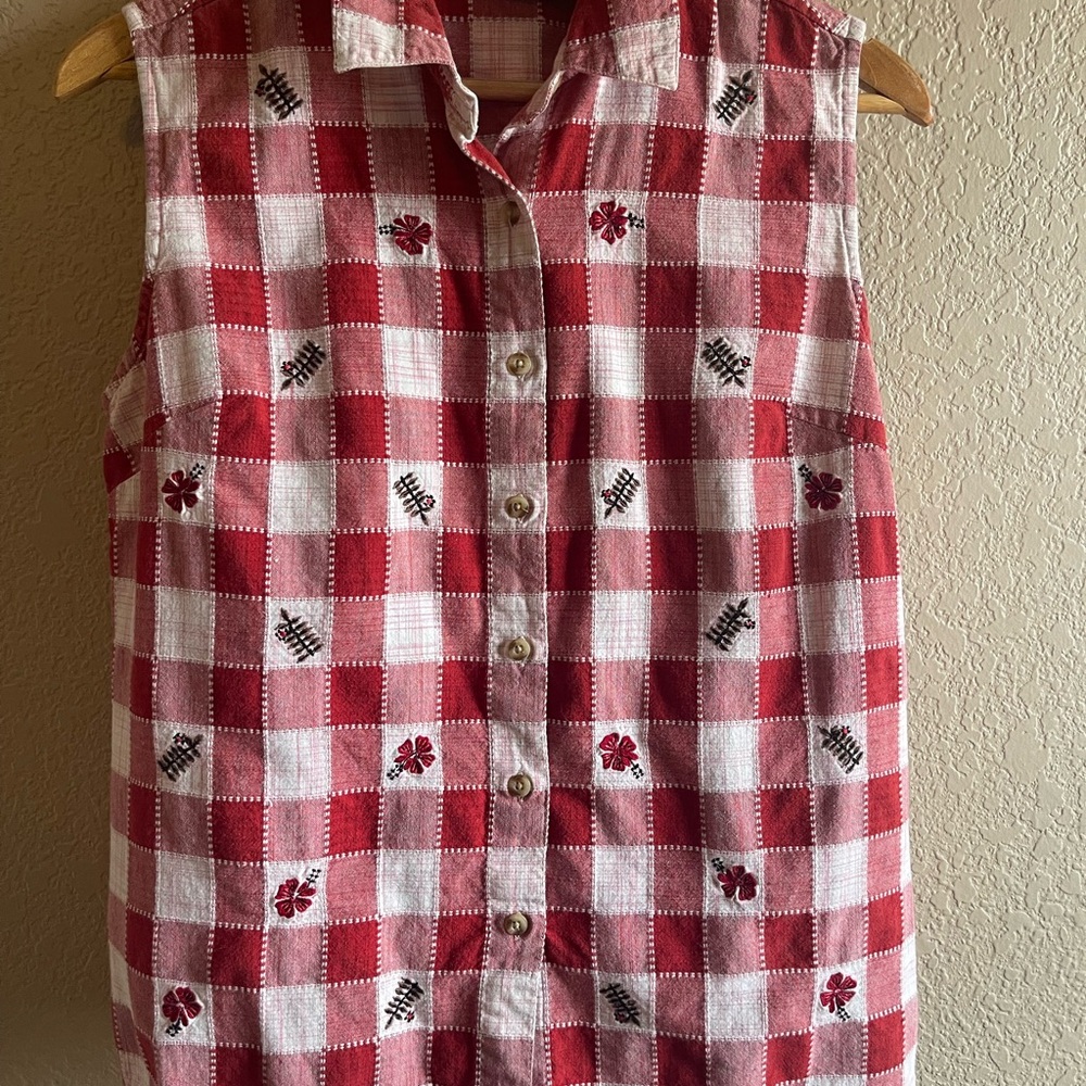 Vintage Classic Elements Red & White Check Top | Large
